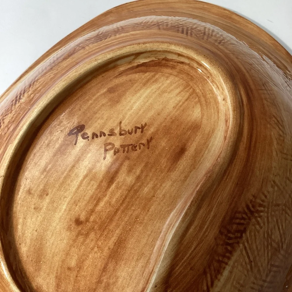Pennsbury Pottery‎ Vintage Oval Serving Dish Amish Dining Couple Scene